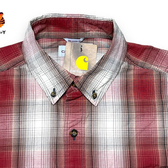 Carhartt Relaxed Fit Mid weight Short Sleeve Plaid Shirt Mens Size Medium - Picture 3 of 13